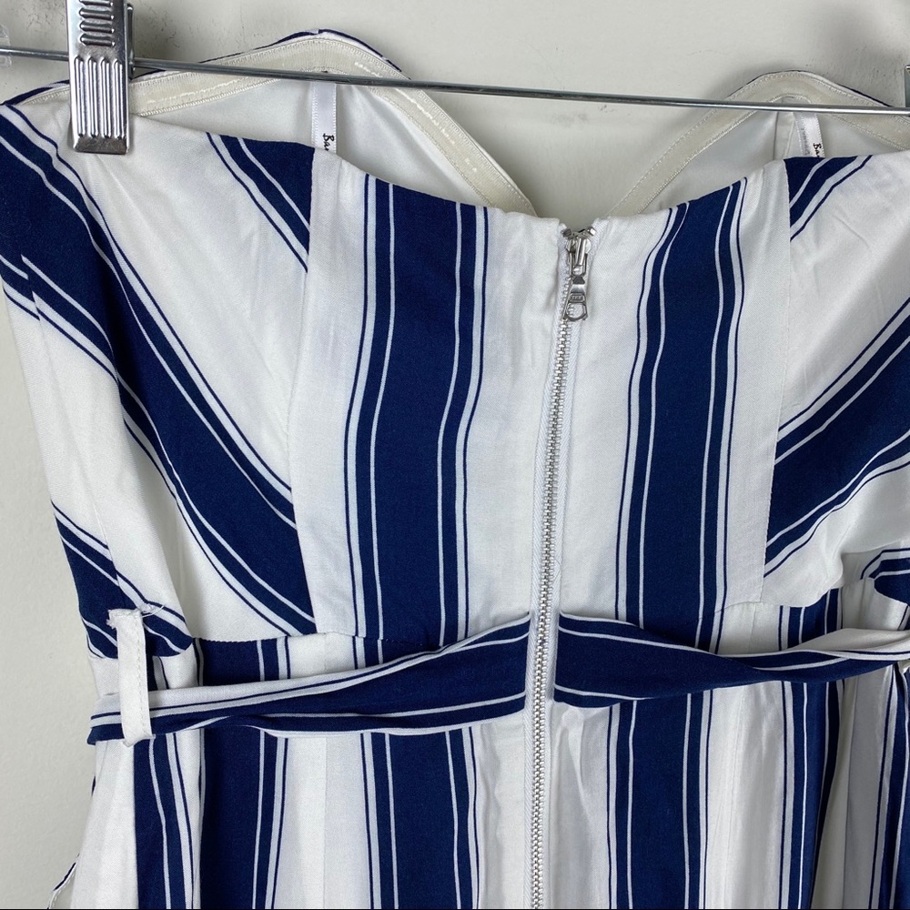 Bardot Edie Stripe Strapless Belted Jumpsuit sz 8 - Picture 5 of 8